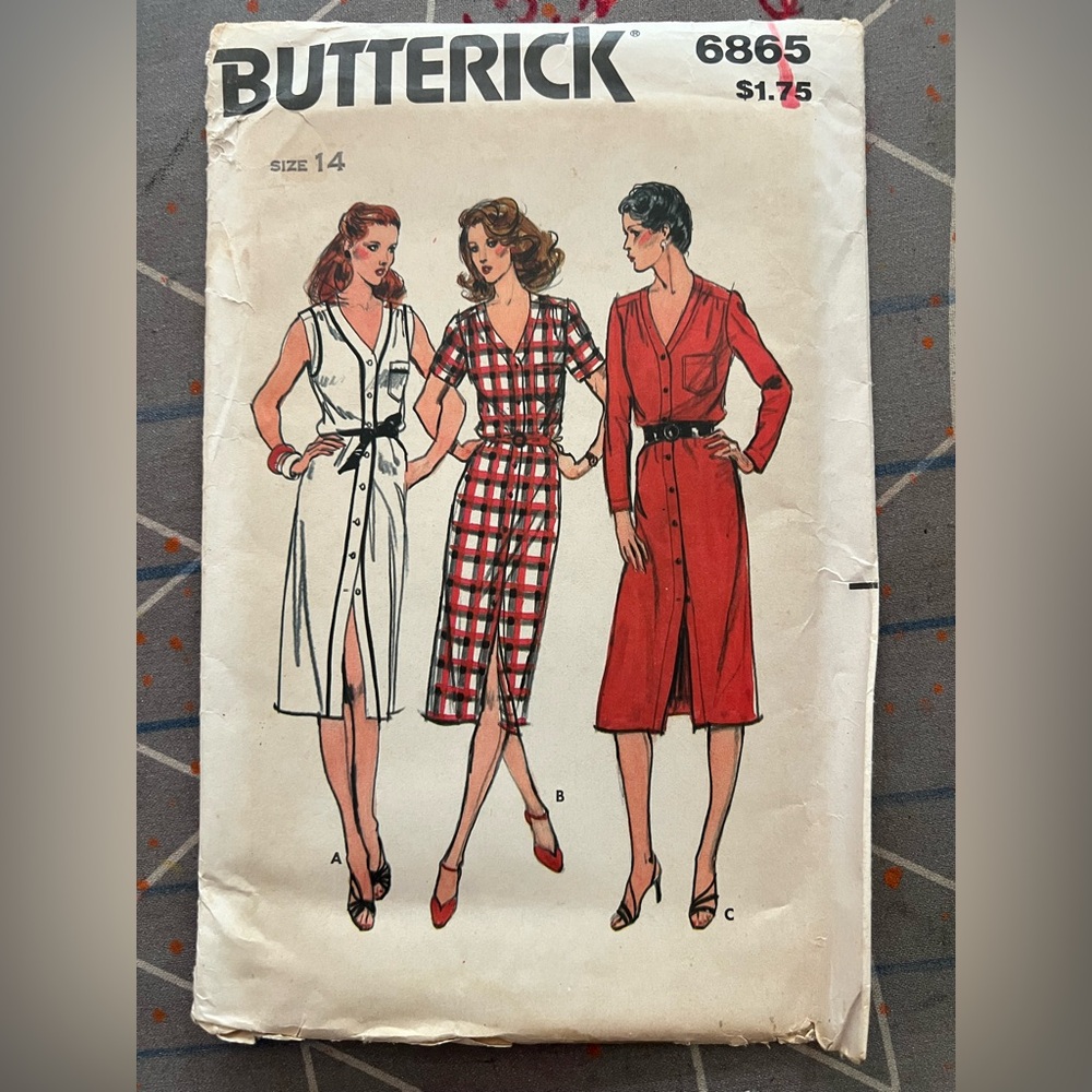 Butterick 6865 Vintage 80s Dress Pattern
